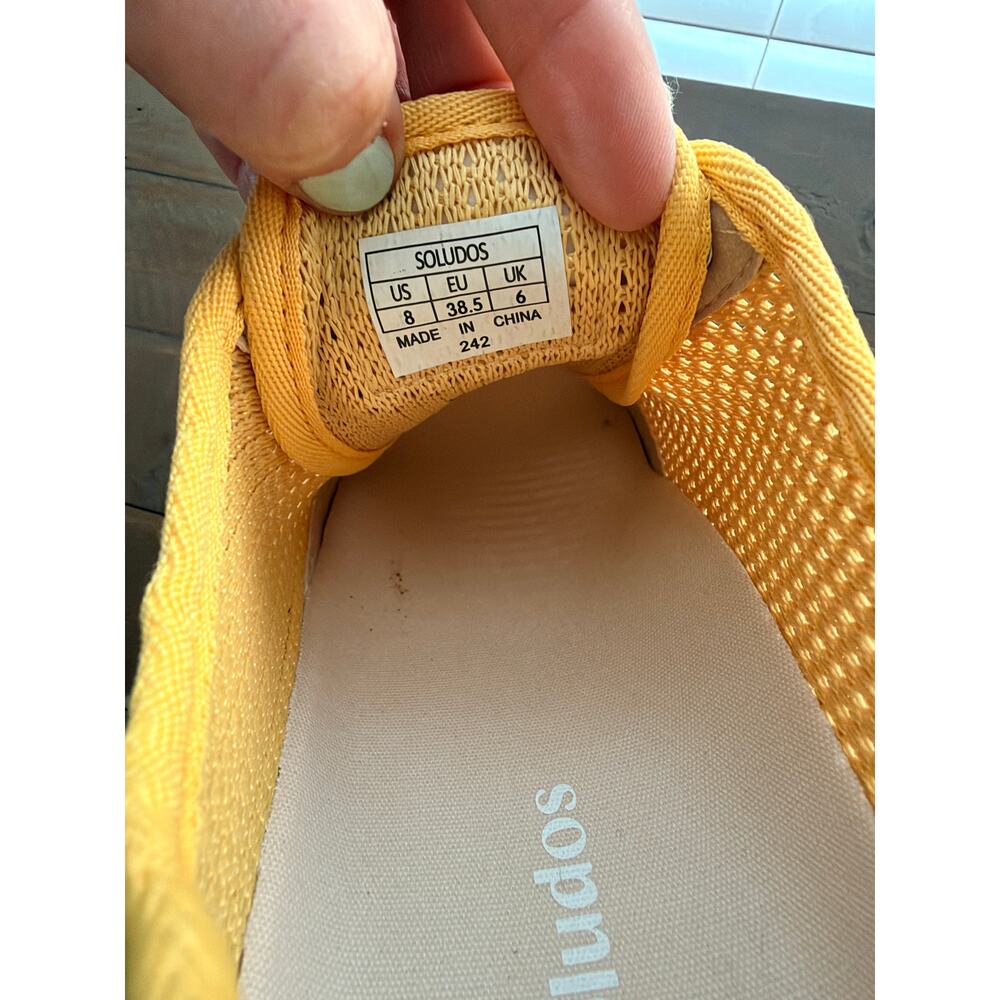 Soludos Ibiza Mesh Knit Lace Up Sneaker Yellow Size 8 - Picture 4 of 5